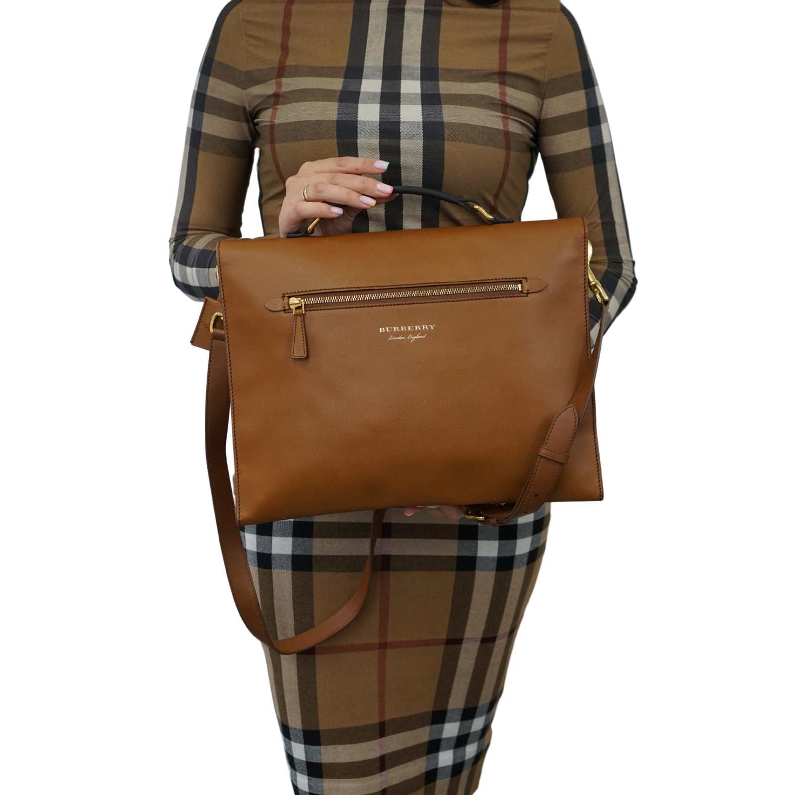 Burberry Document Case Bag Elegent Brown Leather Made In Italy image 4