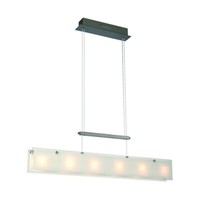 Halogen HäNgeleuchte HöHenverstellbar Glas Silber 6 Flammig LäNge 86,2 Cm