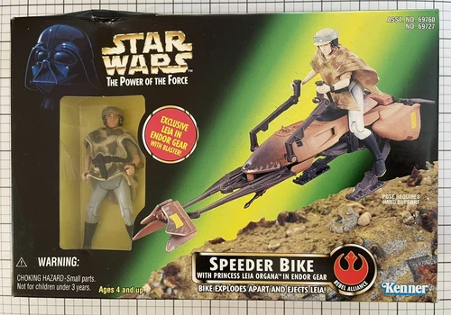 Star Wars The Power Of The Force SPEEDER BIKE w/ Princess Leia Endor Gear
