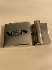 Vintage Harley Davidson Belt Buckle Silver Color With Black Logo