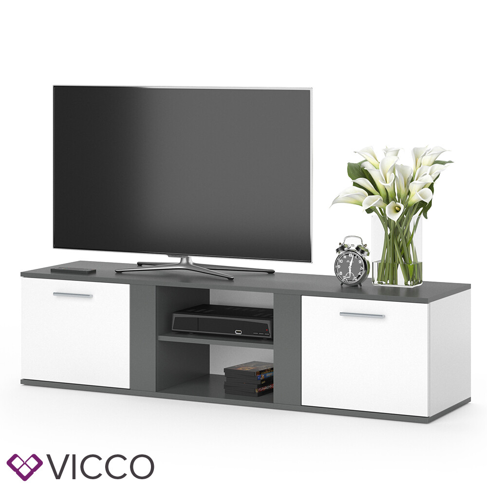 Mur TV Vicco Linnea, ensemble mural, meuble bas, buffet bas, étagère
