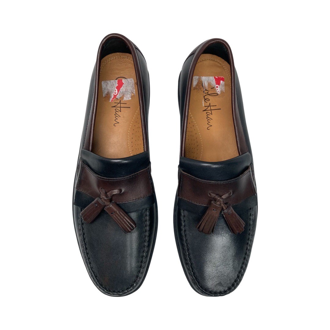 Cole Haan Pinch Cup Tassel Black Brown Leather Moccasins  display picture 1