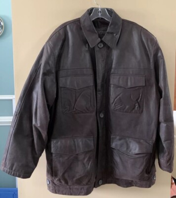 Guide Gear Mens Brown Leather Coat DuPont Thermolite Plus Insulation Size Large
