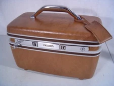 Vintage Iconic Samsonite Train Case Brown Makeup Jewelry Travel Case w/Tray/Key