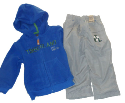 TIMBERLAND TRAININGSANZUG 12-18 MONATE JUNGEN BLAU GRAU FLEECE HOODIE AUTHENTISCH NEU MIT ETIKETT