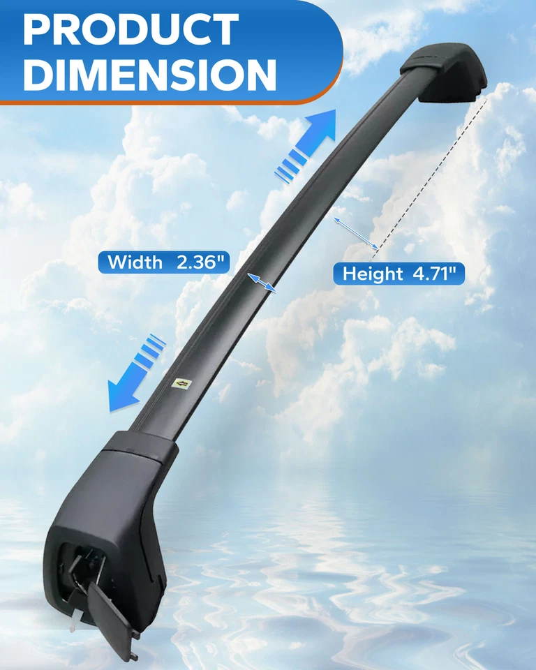 165lbs Lockable Roof Racks Cross Bar For Mazda CX9 CX-9 2016-2023 Cargo Carrier - Изображение 4 из 4