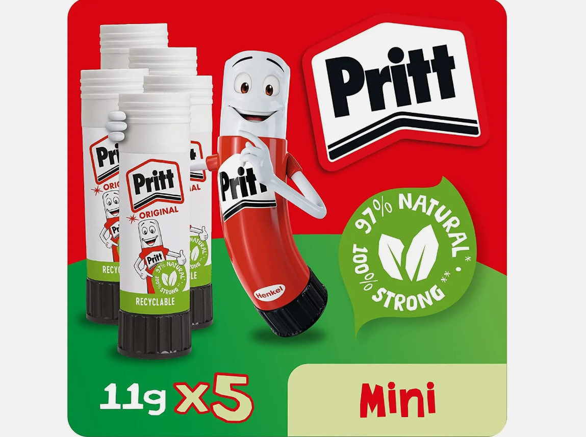 5 x Pritt Glue Stick, Safe & Child-Friendly Craft Glue for Arts & Crafts