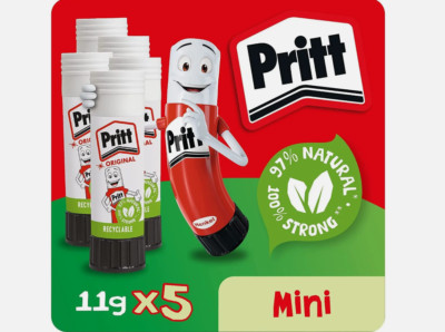 5 x Pritt Klebestift, sicher & kinderfreundlich Handwerkskleim für Kunst & Handwerk