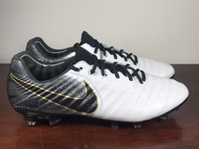 nike tiempo white black gold