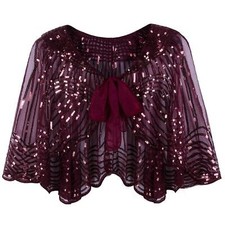 Women's 1920s Flapper Shawl Jackets Sequin Bolero Shrugs Vintage Gatsby Eveni...