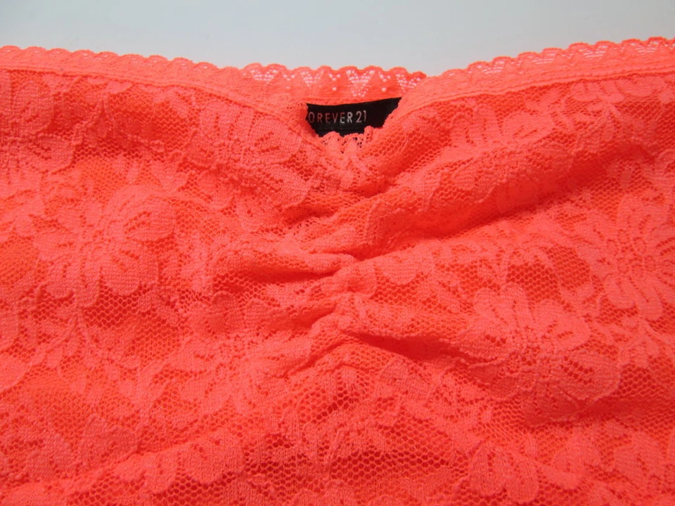 Nuevo con etiquetas Sujetador Forever 21 Talla M Naranja Inalámbrico Sin Forro Pullover Bandeau Foto 3 de 4
