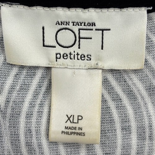Vestido Ann Taylor Loft Petites XLP Tejido Negro Blanco Estampado Geométrico Corbata Hombro - Imagen 3 de 8