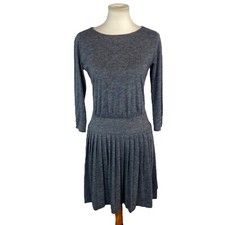 Ann Taylor Loft Woman’s Knit Dress Size 2T Tall Gray Pleated 