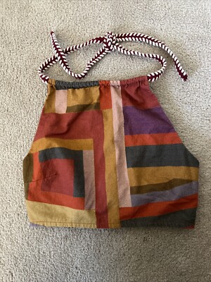 Kimchi Blue Color Blocked cropped Halter Top Multi Colored Size Small