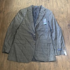 Stafford Classic Fit Stretch Indigo Plaid Blazer Sports Coat 44 SH F2-007
