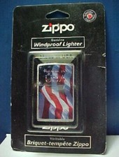 New ZIPPO Windproof Lighter Made in USA American Flag Hi Polish Chrome
