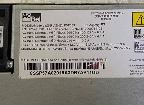 Lenovo SR550 SR590 SR650 630 860 750W FSF055 Power Supply 01PE523 01GV266 - 第 3/5 張圖片