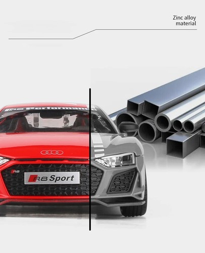 1:24 Audi R8 V10 Sport Diecast Model Car With Sound & Light Kids Toy Gift - Picture 9 of 17