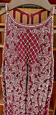 Sherri Hill Burgandy Beaded Rhinestone Formal Gown Dress Sz 0 Wedding Prom WOW!