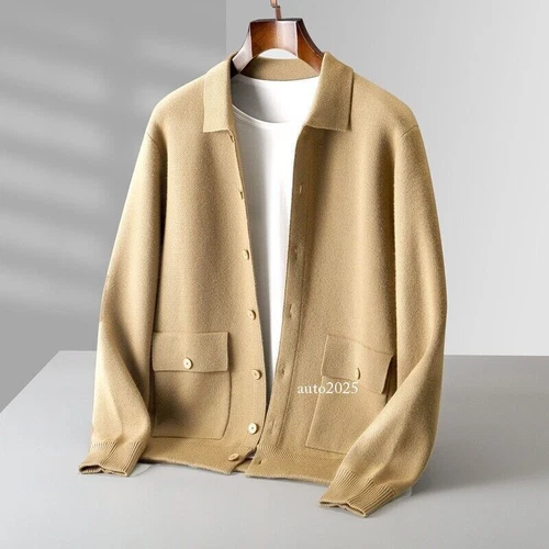 VETEMENTS Maglione Uomo Cashmere Laple Casual Maglia Cardigan Giacca Cappotto Formale Retrò