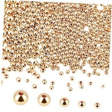 695pcs 18K Gold Spacers Beads 5 Sizes Seamless Smooth Beads 2/2.5/3/4/5mm