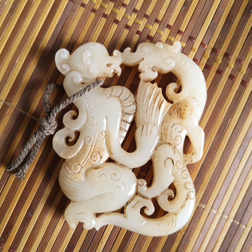和田玉雕件双龙玉雕雕刻藏品摆件挂件| eBay