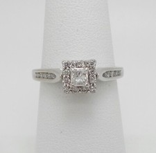 1/2CT Natural Diamond Halo Engagement Wedding Ring Bridal Band 14K White Gold