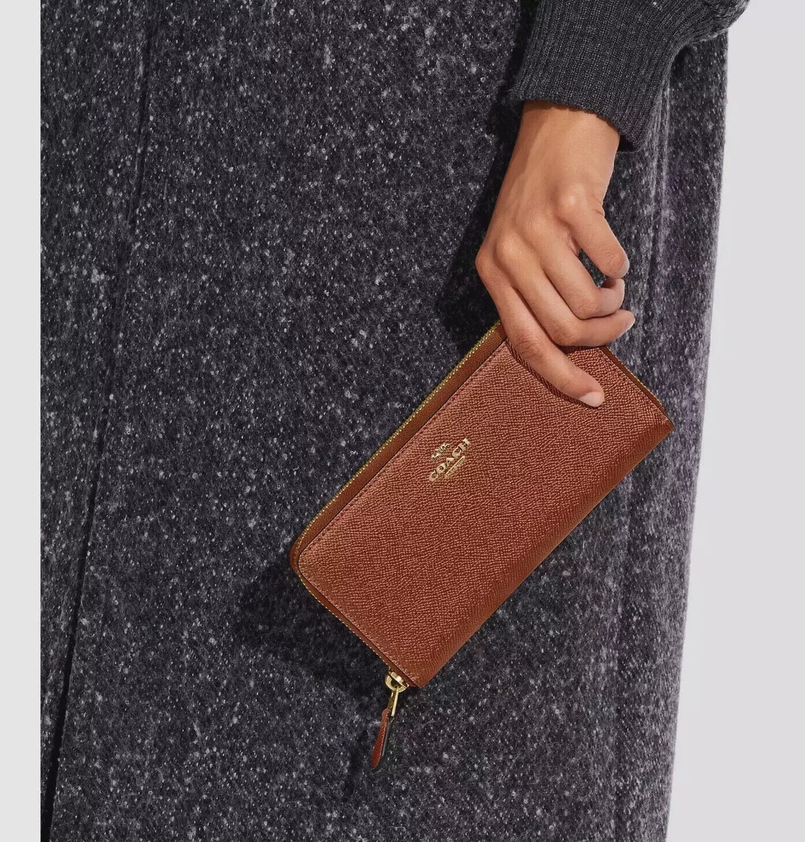 New Coach C7184 Continental Wallet Crossgrain Leather 1941 Saddle