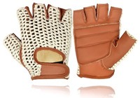 Mens Real Leather Cycling Gloves Padded Palm Classic Vintage Style Cycle Glove