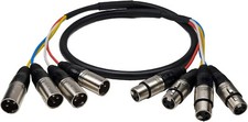 4-Channel XLR Male to Female Audio Snake Cable, Color Coded for Live, Recording
