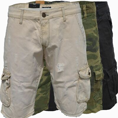 Bermuda Jeans Shorts Stretch Denim Kurze Capri Hose Sommer. iProfash 9240 beige.