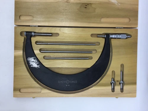 Scherr Tumico Outside Micrometer 6-9" Caliper Tool w/ Original Wood Case
