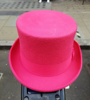 Unisex Hot Pink TOP HAT 100% Wool Felt 
