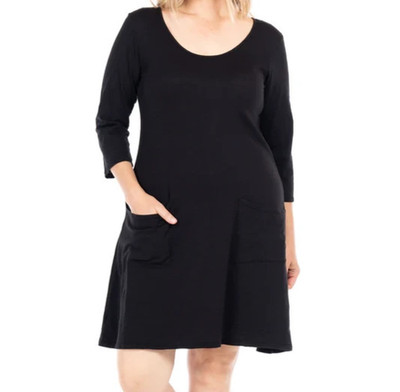Fresh Produce 3x black $69 Dalia jersey pockets 3/4 dress nwt new 3x