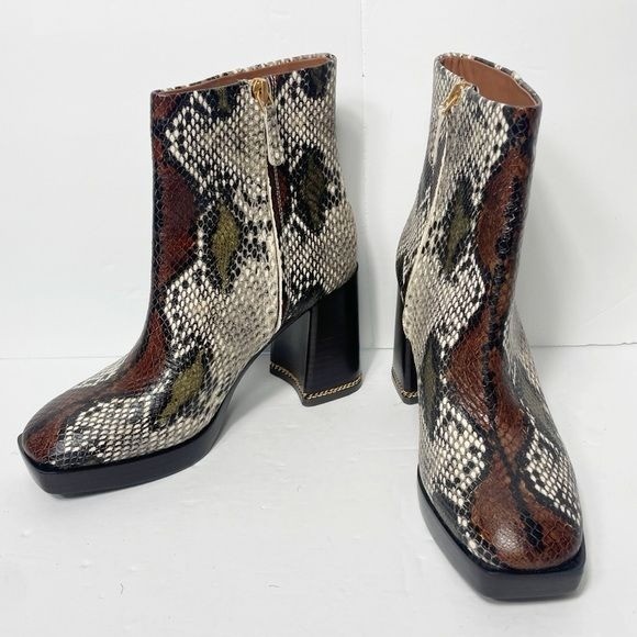 Tory Burch Ruby Python-Embossed Ankle Boots Size … - image 9