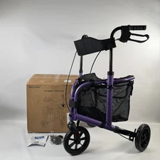 WALK MATE 3 Wheel Rollator Walker w/Seat for Slim Seniors 8" Wheels - Purple
