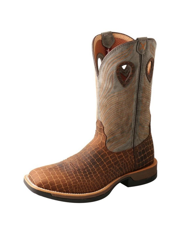 Twisted X Western Boots Mens Caiman Vamp 12" 8.5 D Brown Gray MXW0003 CLEARANCE