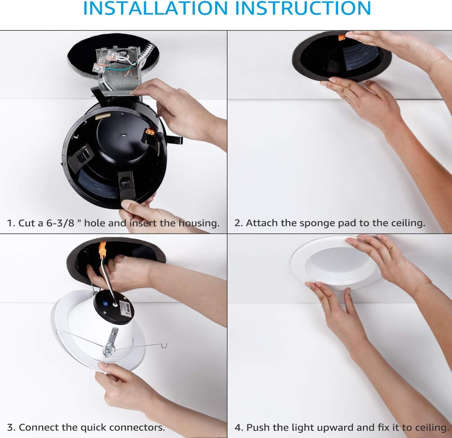 6 Pack 6 Inch Remodel Recessed Housing, Air Tight Can Lights for Ceiling