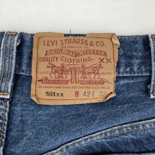 Levi's 501xx Men's Blue Medium Wash Denim Straight Jeans Mid Rise Button Fly 90s