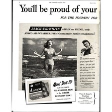 Vintage 1952 Ansco Camera Film with Sexy girl in bathing suit Print Ad d3