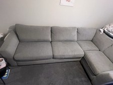 DFS Grey Lydia Fabric 3 Seater Sofa 2 Seater Comfy Chair and Footstool Set