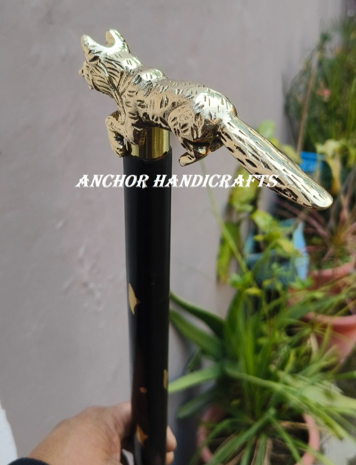 Collectable Handmade Solid Brass FOX handle Black… - image 7