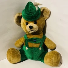 Broadway Bear Plush German Oktoberfest Overalls Green Hat 24” Vintage LARGE
