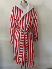 Truly Beauty Signature VIP Collection Bath Robe - Red & White Stripe - Hooded 