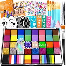 Water Activated Halloween Face Painting Kit for Kids, 52 Colors, Non-Toxic