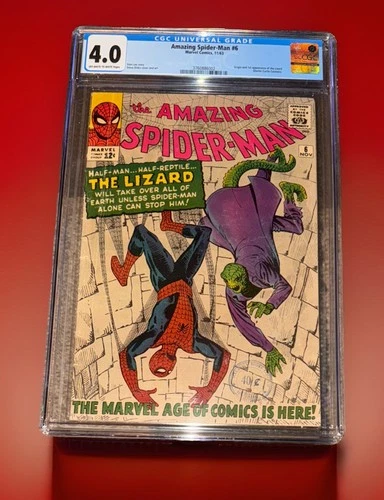 THE AMAZING SPIDER-MAN # 6 CGC 4.0 1963 ORIGIN 1st APP THE LIZARD Ditko/Stan Lee