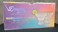 Dragon Glassware Margarita Glasses The Aura Collection Stemless Set of 2 NEW