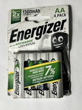 4pk Energizer Rechargeable AA batteries Accu Recharge Universal NiMH 1300mAH HR6