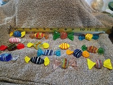 Lot of 15 Vintage Colorful Art Murano Style Blown Glass Wrapped Candy Pieces 2.5