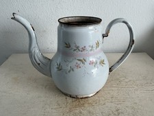 Alter Emaille Krug Kanne Shabby Frankreich  Brocante Landhaus Blumendekor Deko